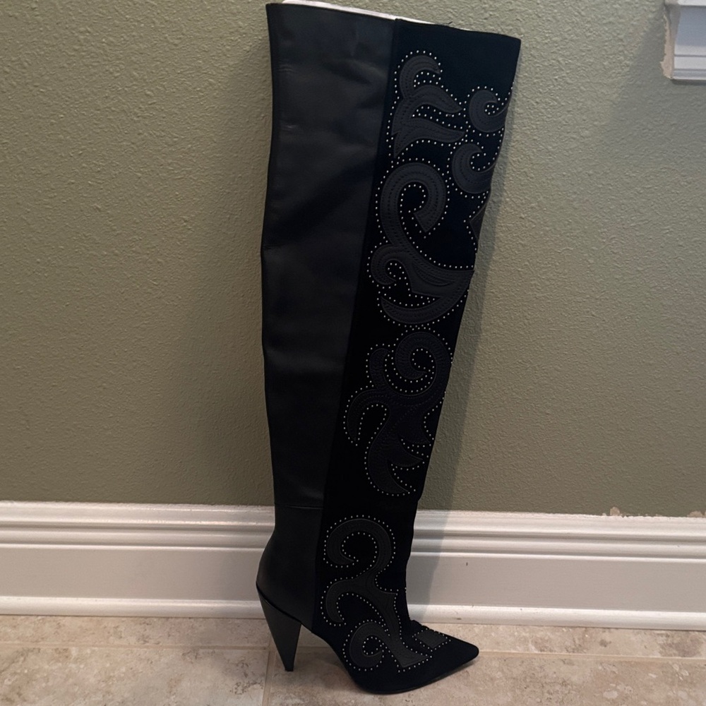 BCBGMaxAzria Black Embellished Ankle Boots